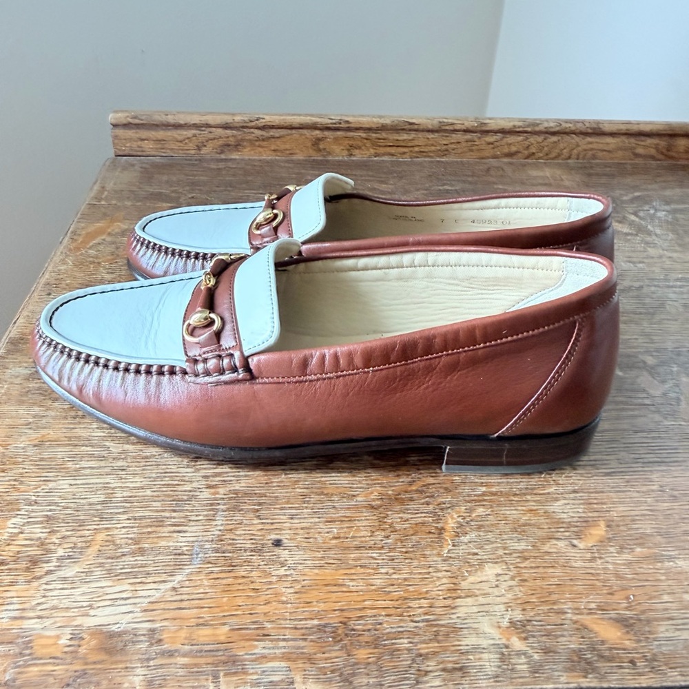 Bally’s Two-Tone Brown and Cream Leather Loafers
